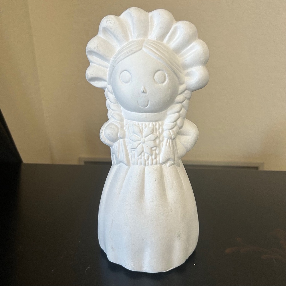 Ceramic Bisque Ready- To- Paint Mexican Girl Piggy Bank. NWOT